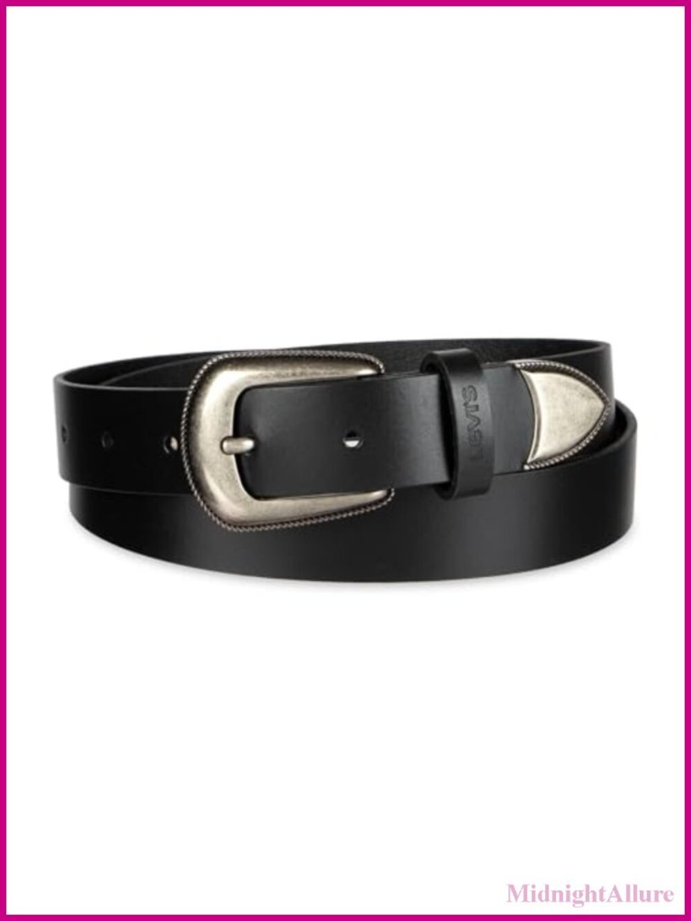 Slim Leather Western Style Jean Belt with Metal Tip